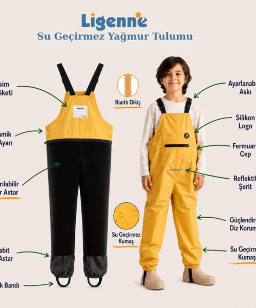 Alternative view of Ligenne Su Geçirmez Çocuk Yağmur Tulumu | Pure Mustard